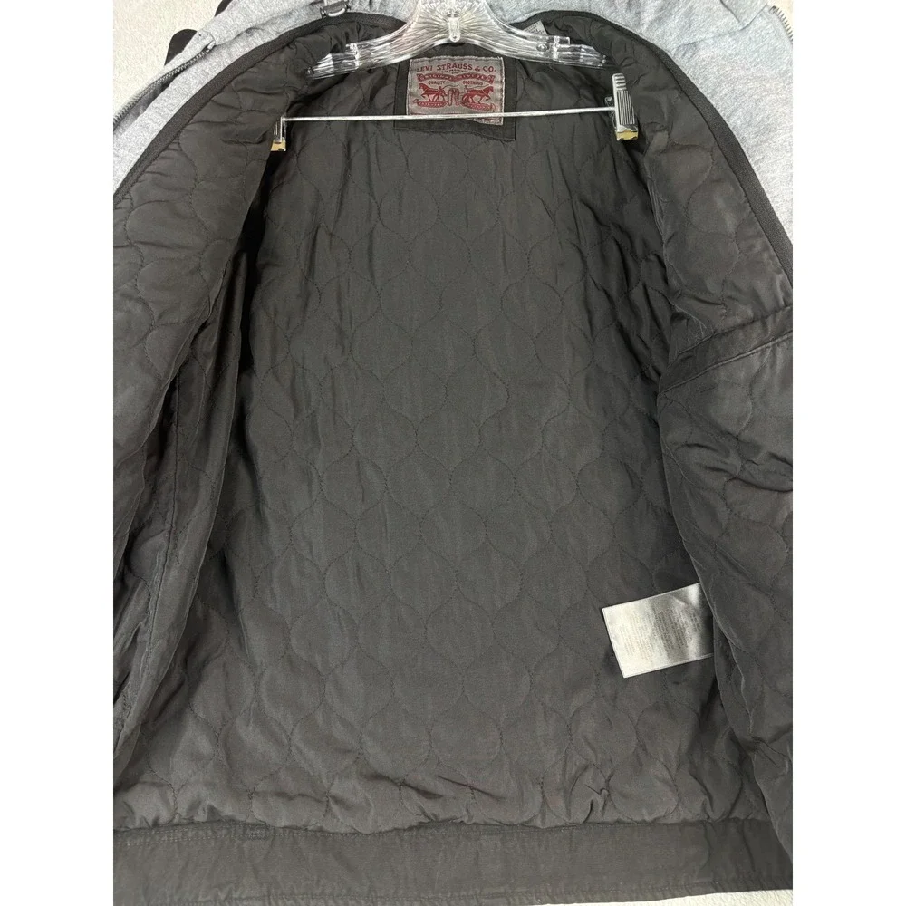 Levi's Co Mens Hooded Canvas Jacket Black Full Zip Snap Button‎ Small S NEW